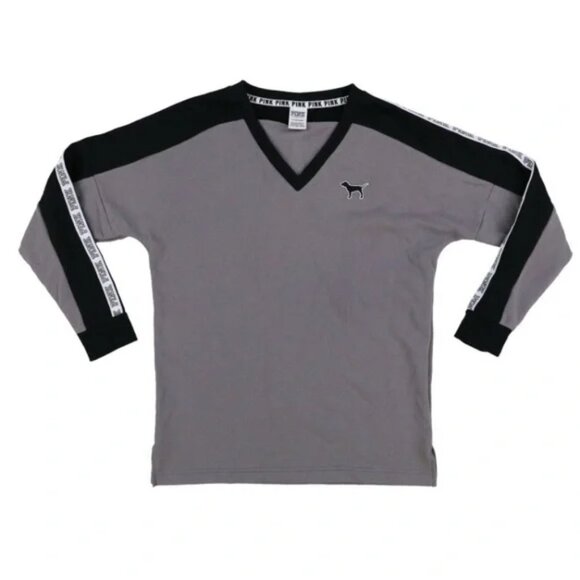VS Pink Victoria's Secret Gray Black & White Collegiate Sweatshirt - Picture 2 of 5